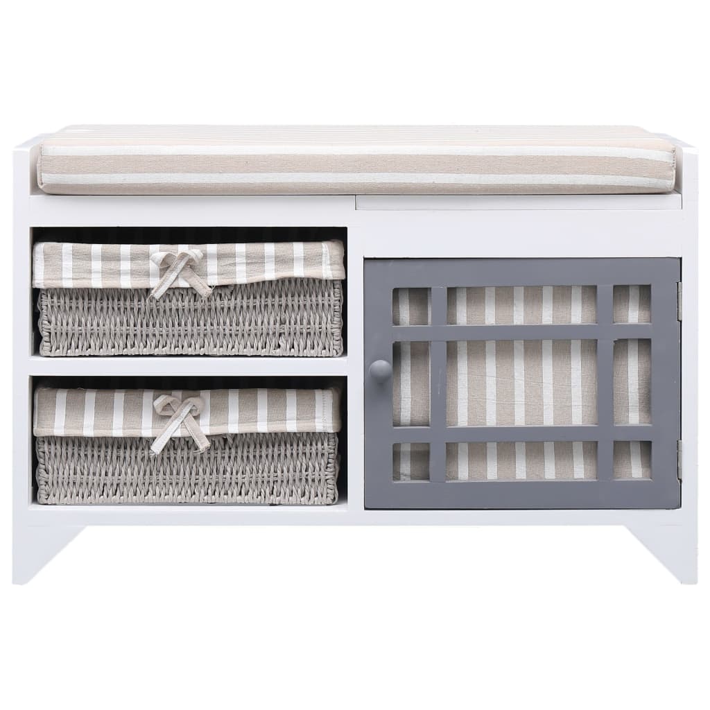 Klupa za hodnik bijela 70 x 33,5 x 45 cm od drva paulovnije