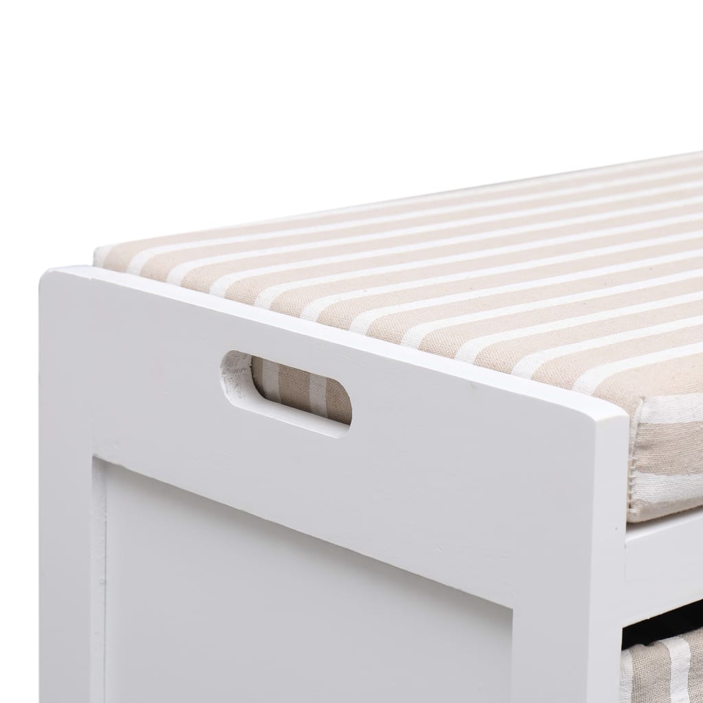 Klupa za hodnik bijela 70 x 33,5 x 45 cm od drva paulovnije