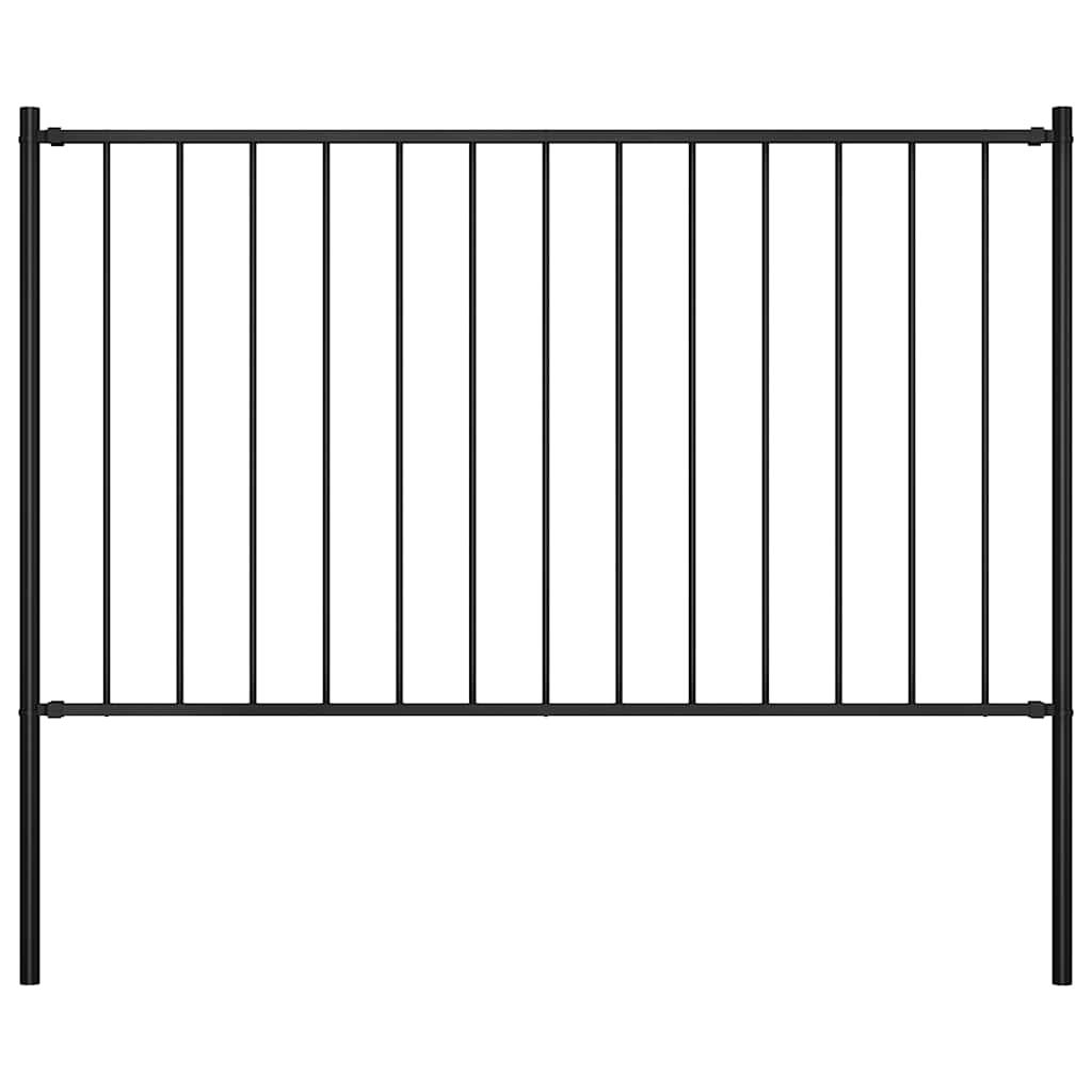 Ogradni panel Woerden sa stupovima čelik 1,7x0,75 m Crni