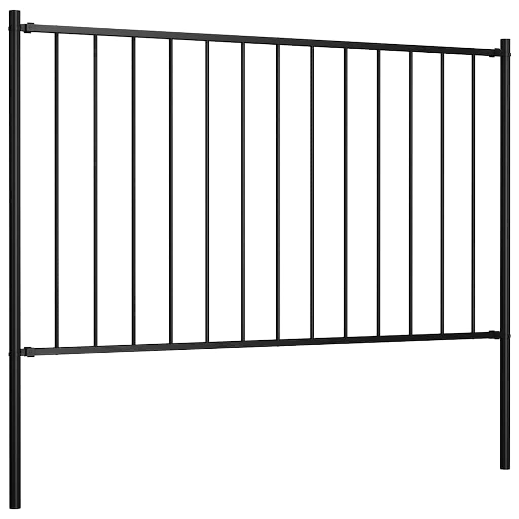 Ogradni panel Woerden sa stupovima čelik 1,7x1 m Crni