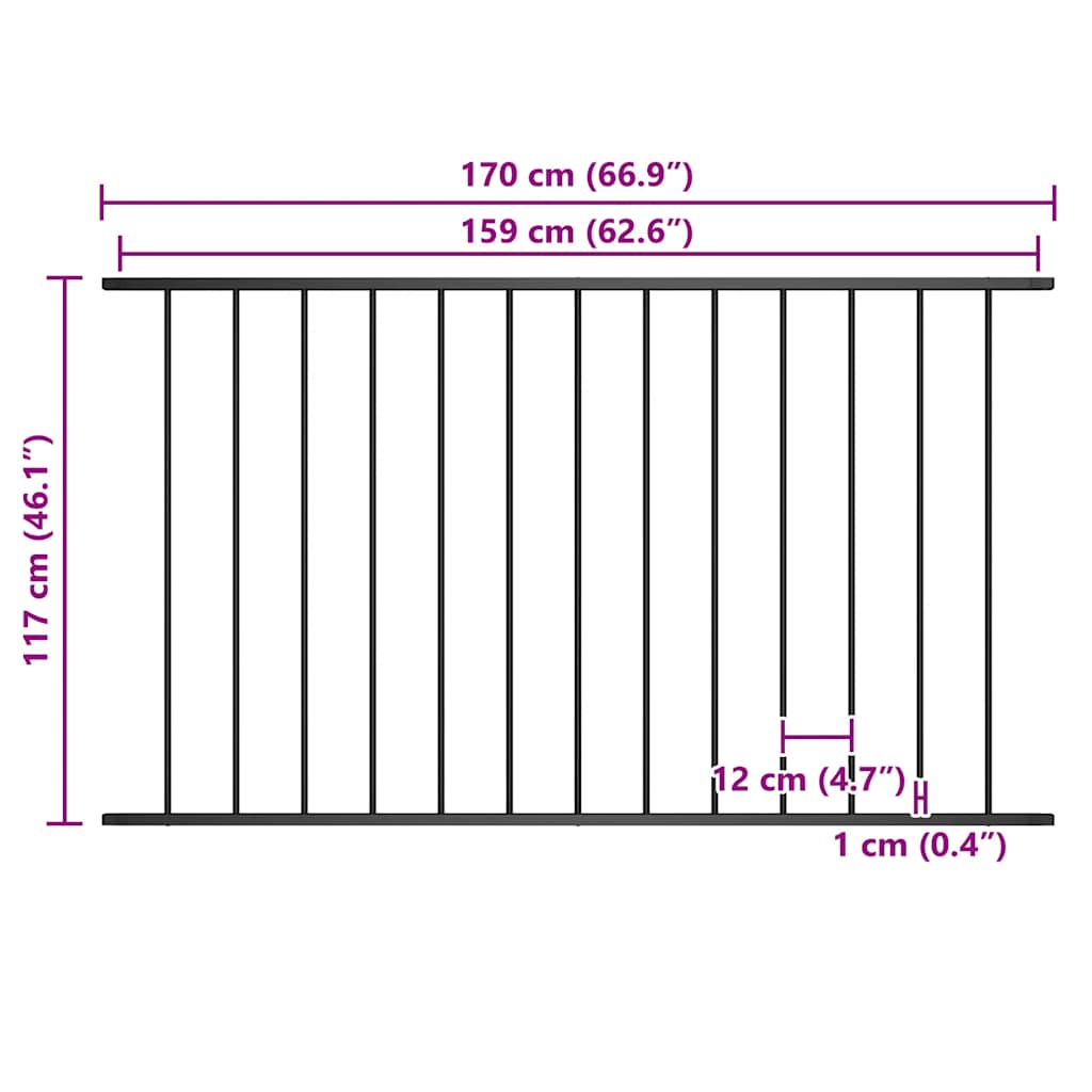 Ogradni panel Woerden čelik s praškastim premazom 1,7x1,17 m crna