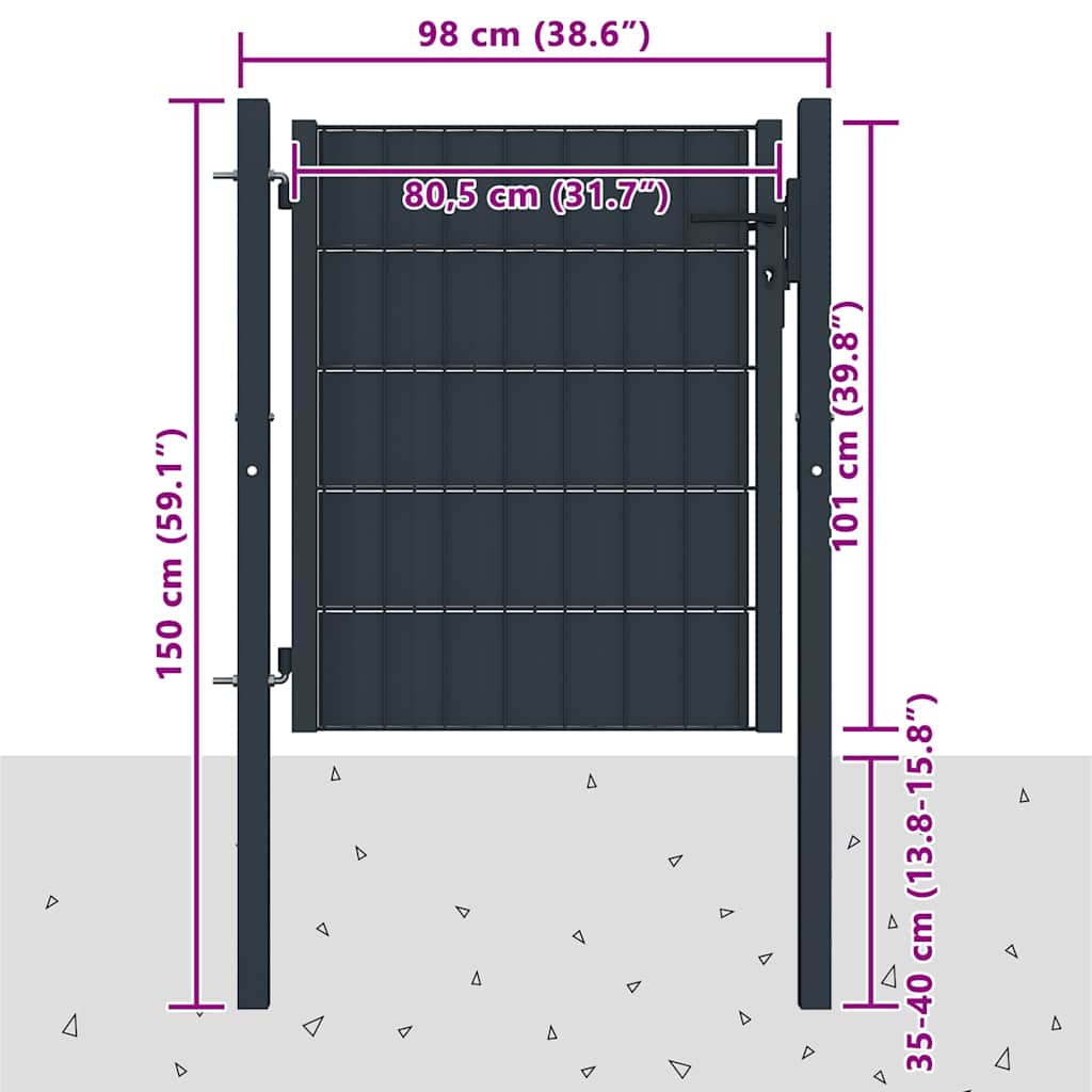 Vrata za ogradu PVC i čelik 100x100 cm Antracit