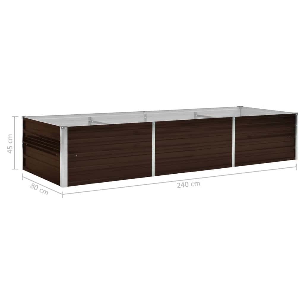 Povišena vrtna gredica smeđa 240 x 80 x 45 cm pocinčani čelik
