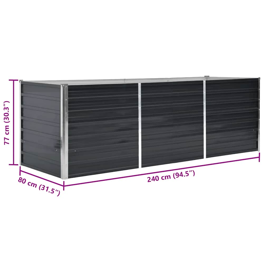 Povišena vrtna gredica antracit 240x80x77 cm pocinčani čelik