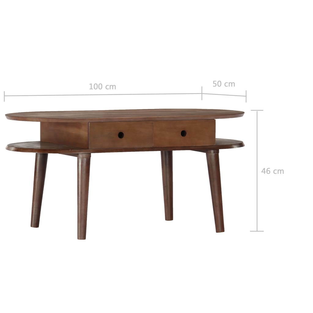 Stolić za kavu 100 x 50 x 46 cm od masivnog bagremovog drva