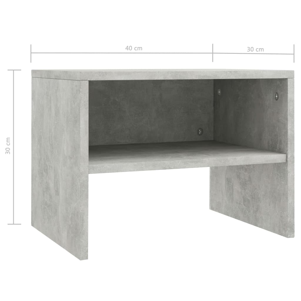 Noćni ormarići 2 kom boja betona 40x30x30 cm konstruirano drvo