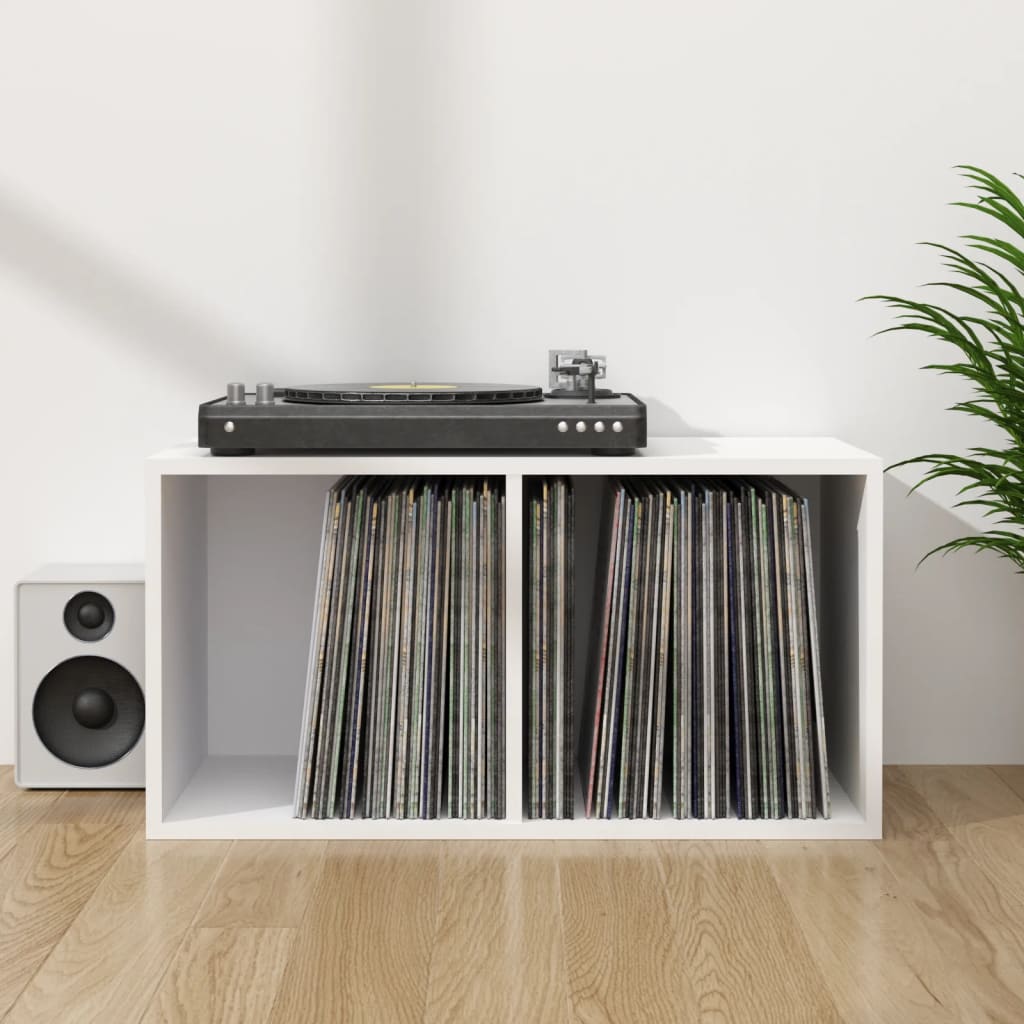 Kutija za pohranu vinilnih ploča bijela 71 x 34 x 36 cm drvena