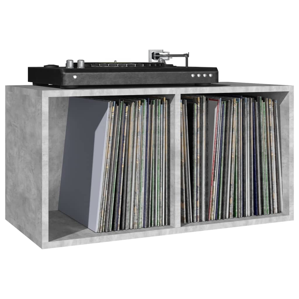 Kutija za pohranu vinilnih ploča boja betona 71x34x36 cm drvena