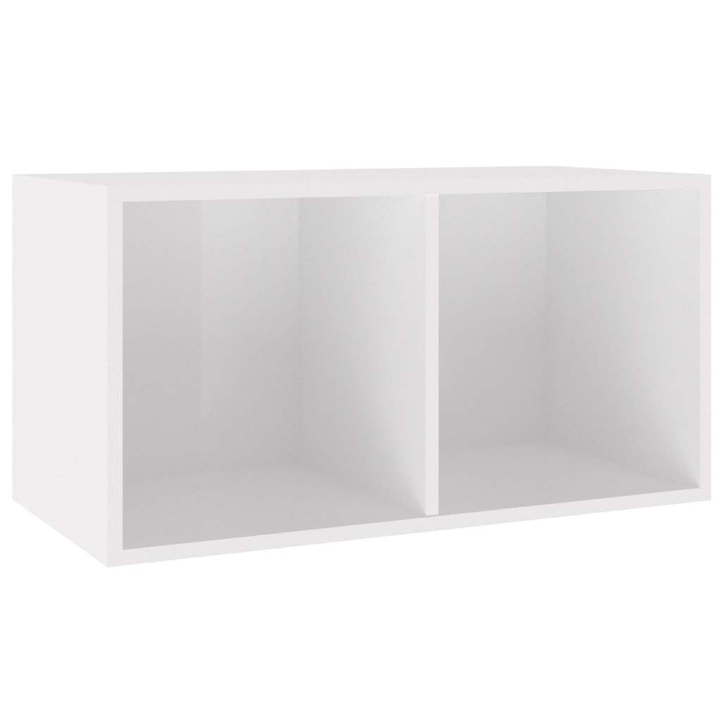 Kutija za pohranu vinilnih ploča sjajna bijela 71x34x36 cm drvo