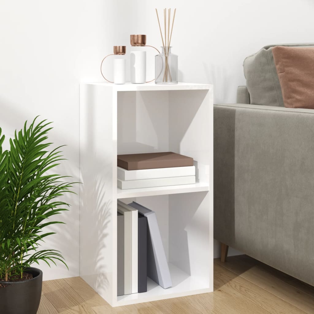 Kutija za pohranu vinilnih ploča sjajna bijela 71x34x36 cm drvo