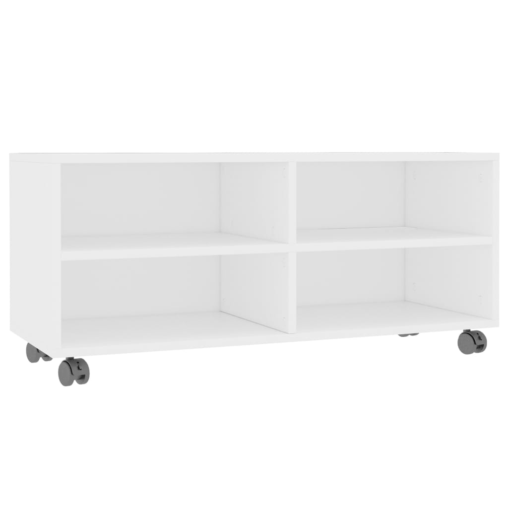 TV ormarić s kotačima bijeli 90 x 35 x 35 cm konstruirano drvo