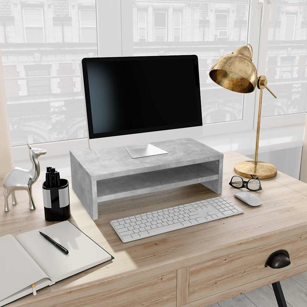 Stalak za monitor boja betona 42 x 24 x 13 cm konstruirano drvo