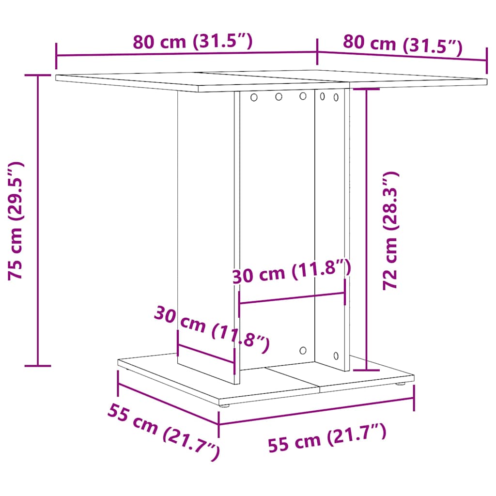 Blagovaonski stol bijeli 80 x 80 x 75 cm od konstruiranog drva