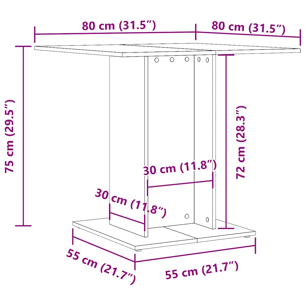Blagovaonski stol boja hrasta sonome 80 x 80 x 75 cm od iverice