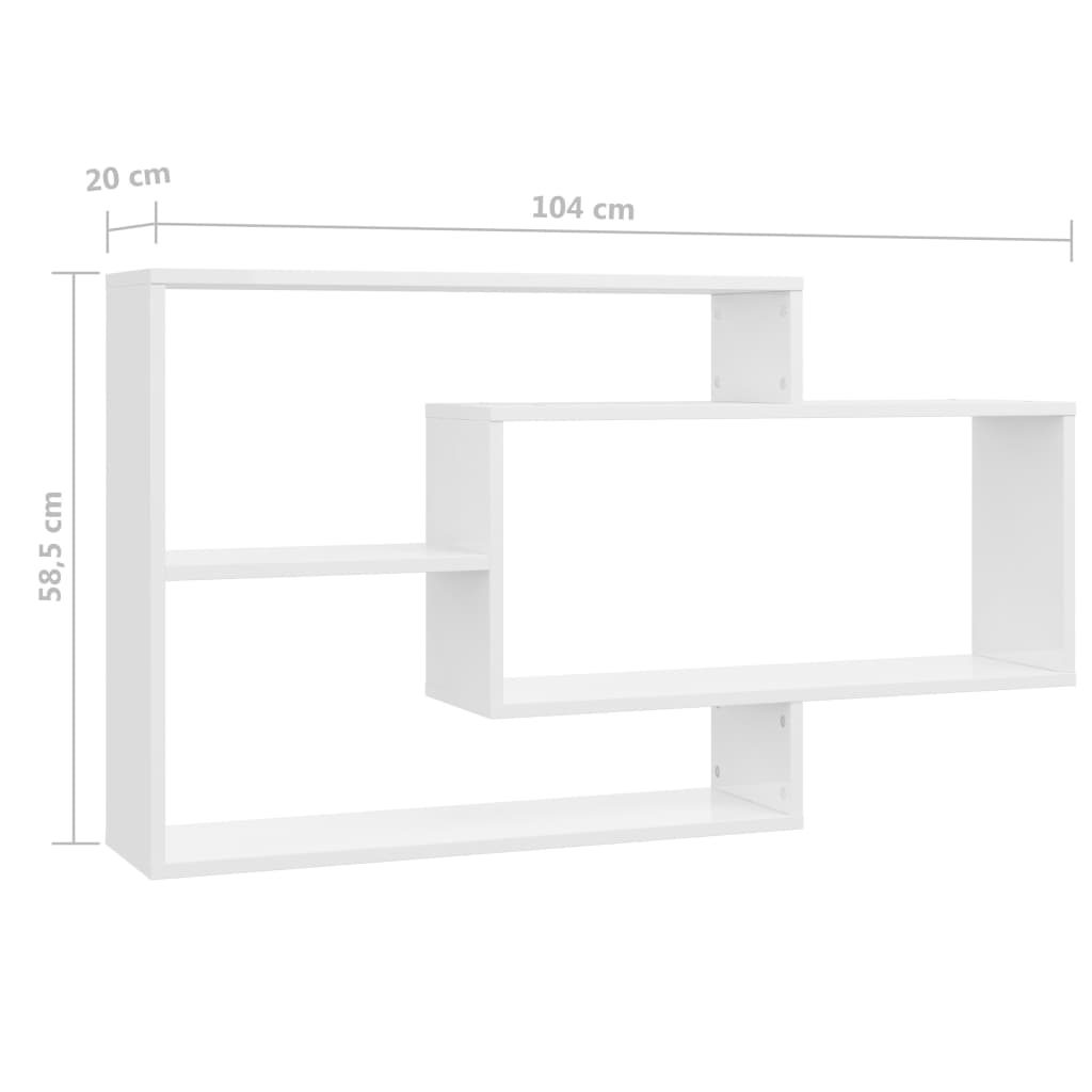 Zidne police visoki sjaj bijele 104x20x58,5cm konstruirano drvo