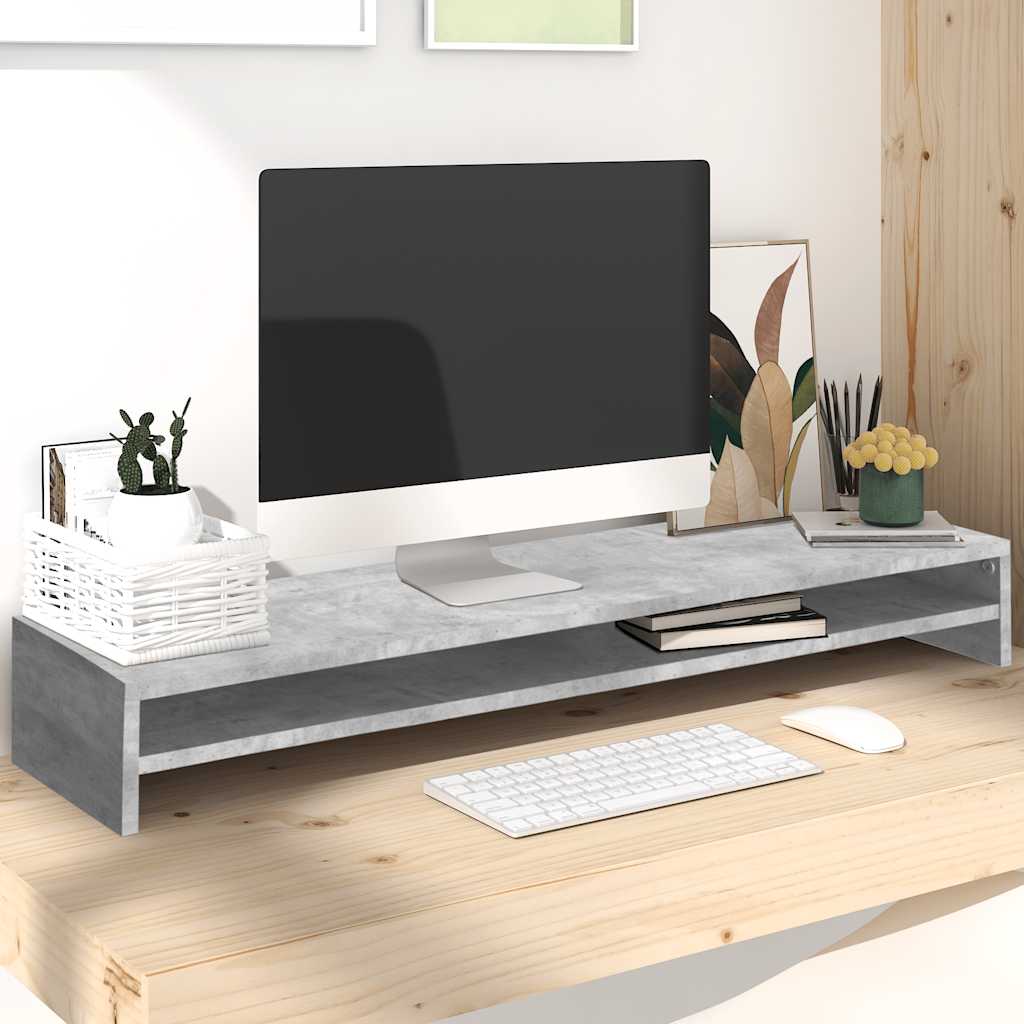 Stalak za monitor boja betona 100x24x13 cm konstruirano drvo