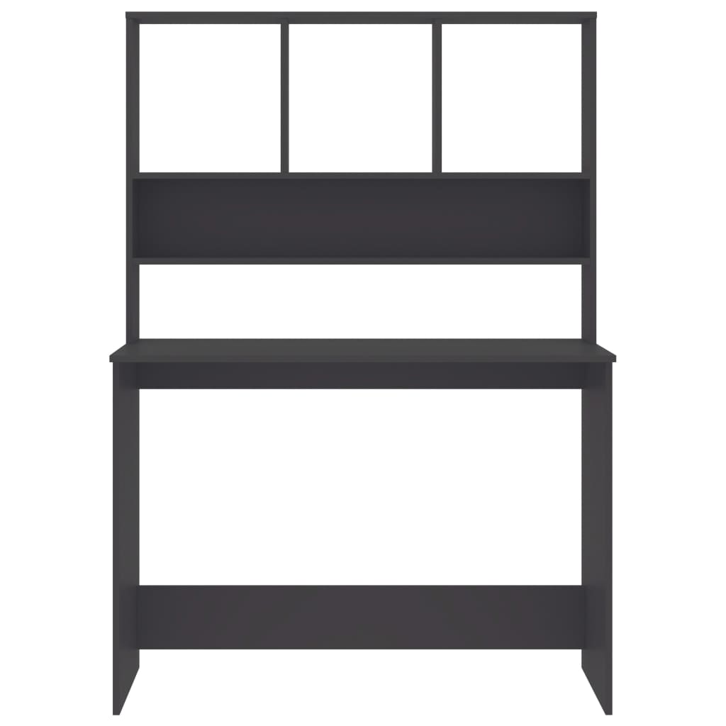 Radni stol s policama sivi 110 x 45 x 157 cm od iverice