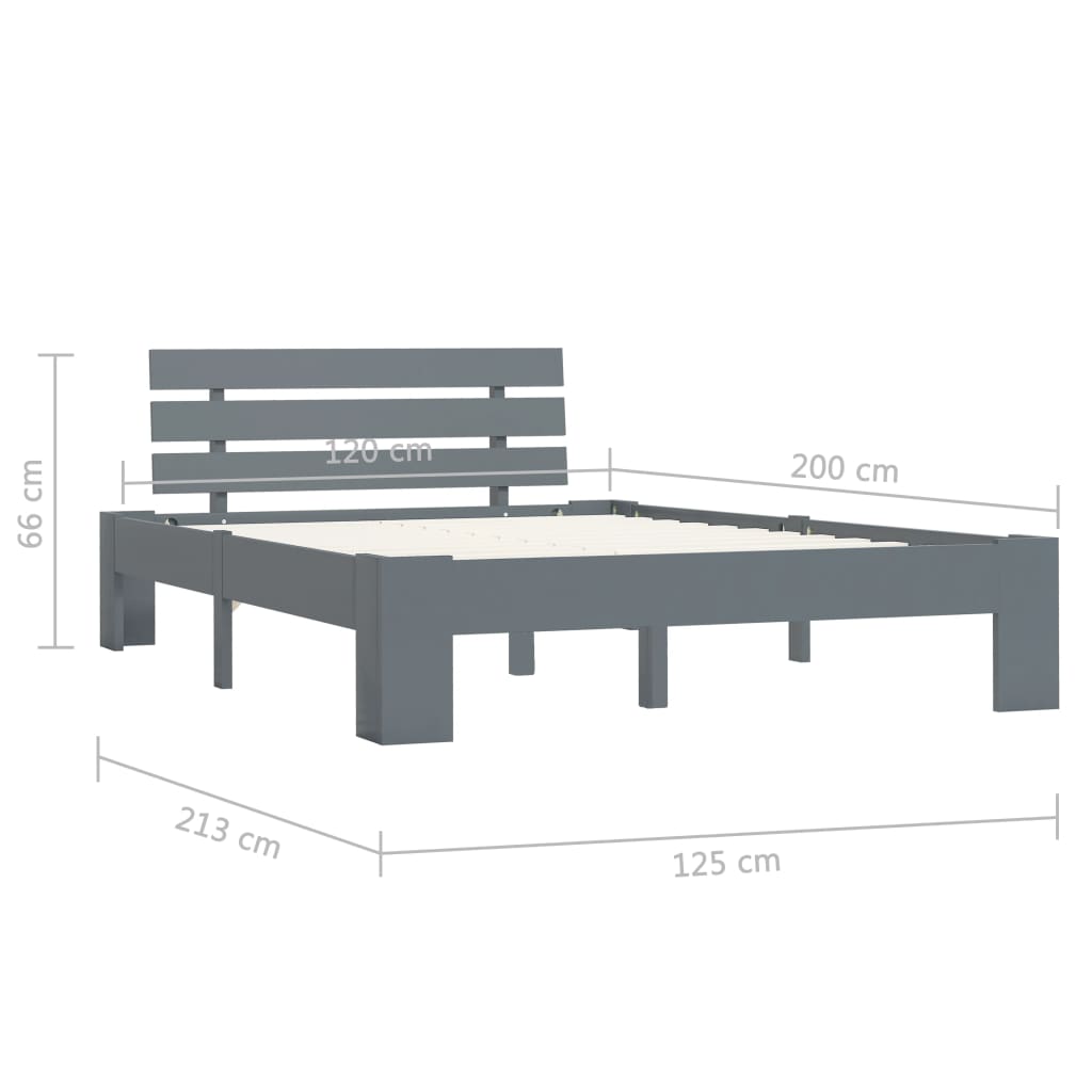 Okvir za krevet od masivne borovine sivi 120 x 200 cm