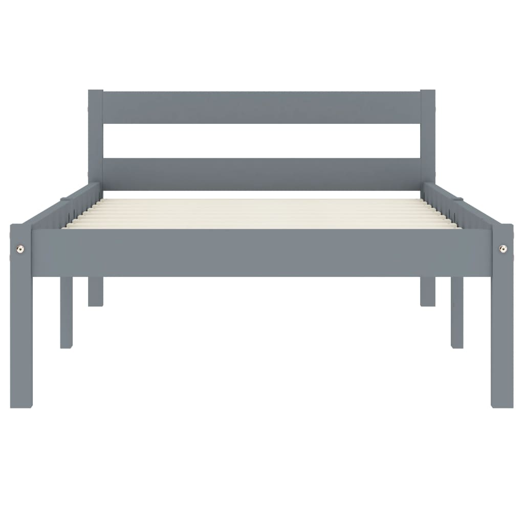 Okvir za krevet od masivne borovine sivi 100 x 200 cm