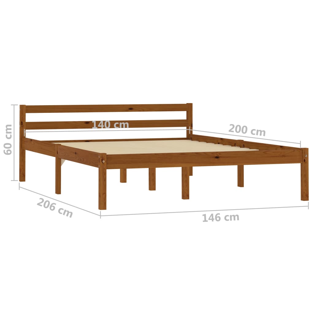Okvir za krevet od masivne borovine boja meda 140 x 200 cm