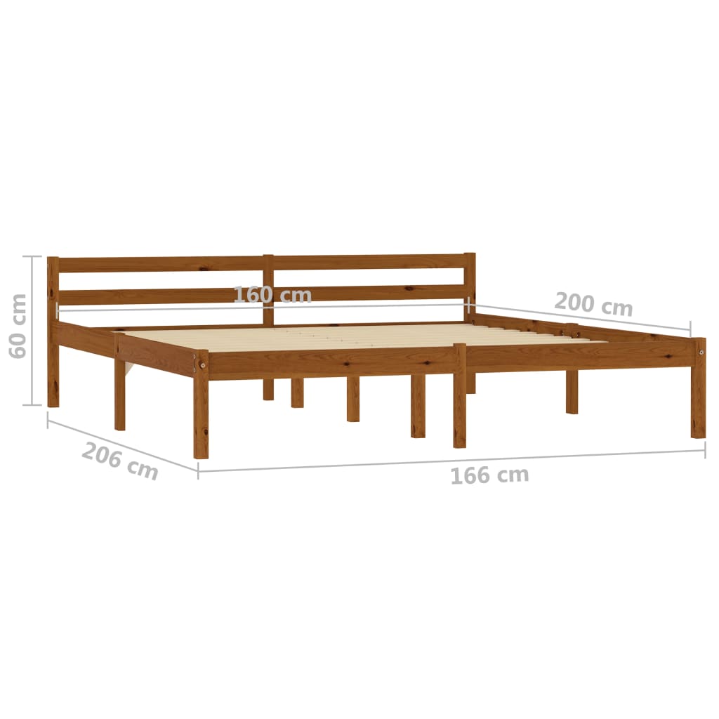 Okvir za krevet od masivne borovine boja meda 160 x 200 cm