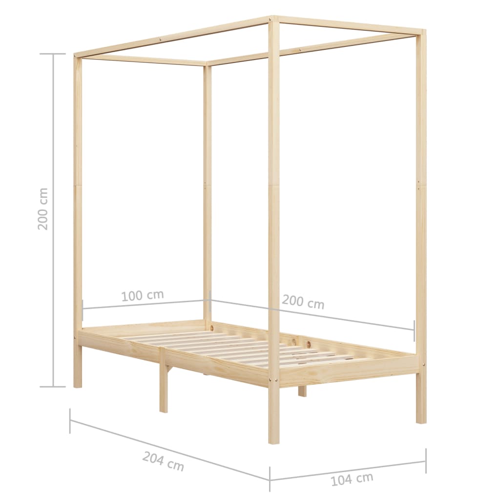 Okvir za krevet s baldahinom od masivne borovine 100 x 200 cm