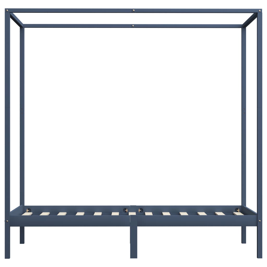 Okvir za krevet s baldahinom od borovine sivi 100 x 200 cm