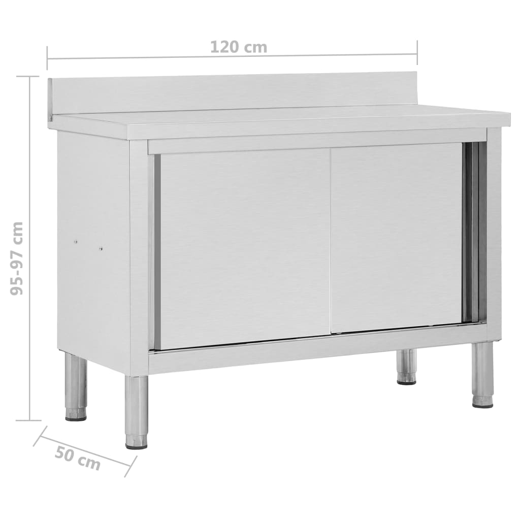 Radni stol s kliznim vratima 120 x 50 x (95 - 97) cm od čelika