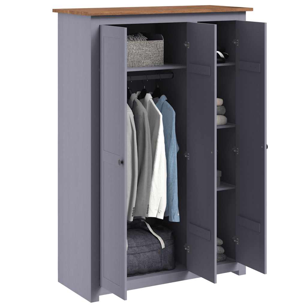 Ormar od borovine 3 vrata sivi 118x50x171,5 cm asortiman Panama