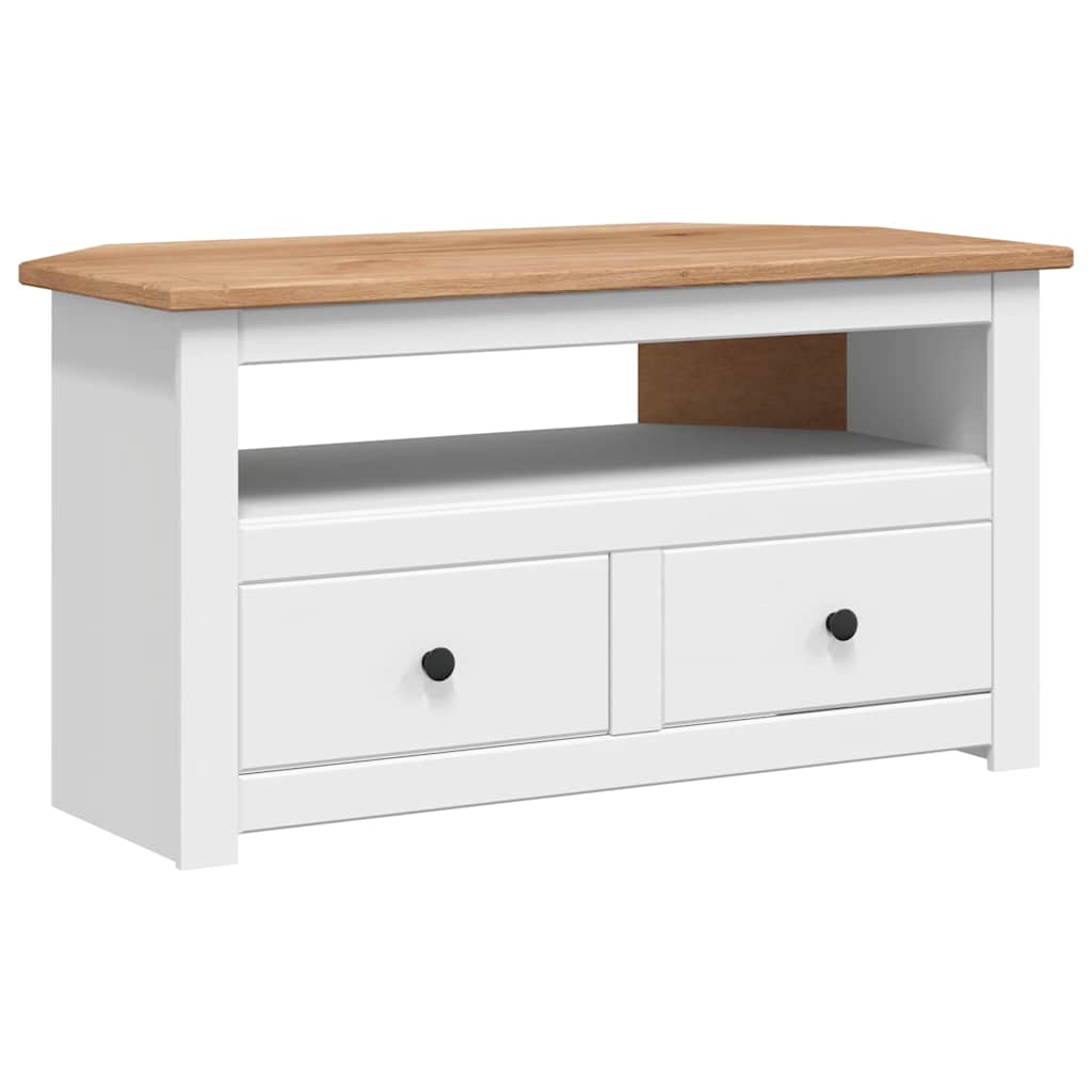 Kutni TV ormarić od borovine bijeli 93x49x49 cm Panama Range