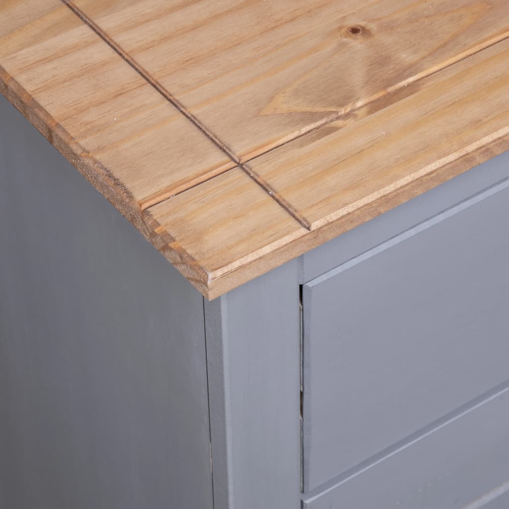 Komoda od masivne borovine siva 135x40x80 cm asortiman Panama