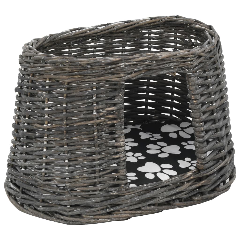 3-dijelni set košara za mačke s jastucima sivi 47x34x60 cm vrba