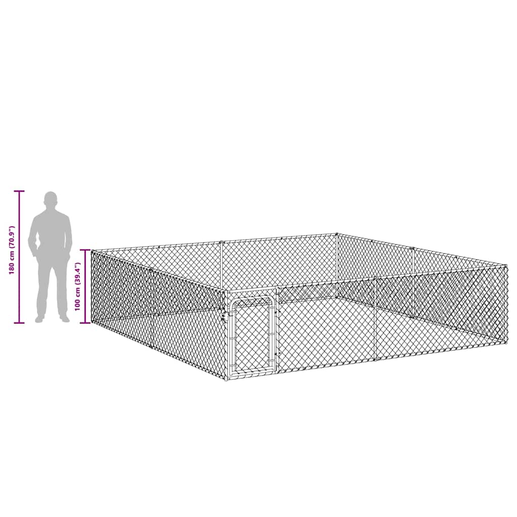 Vanjski kavez za pse od pocinčanog čelika 4 x 4 x 1 m