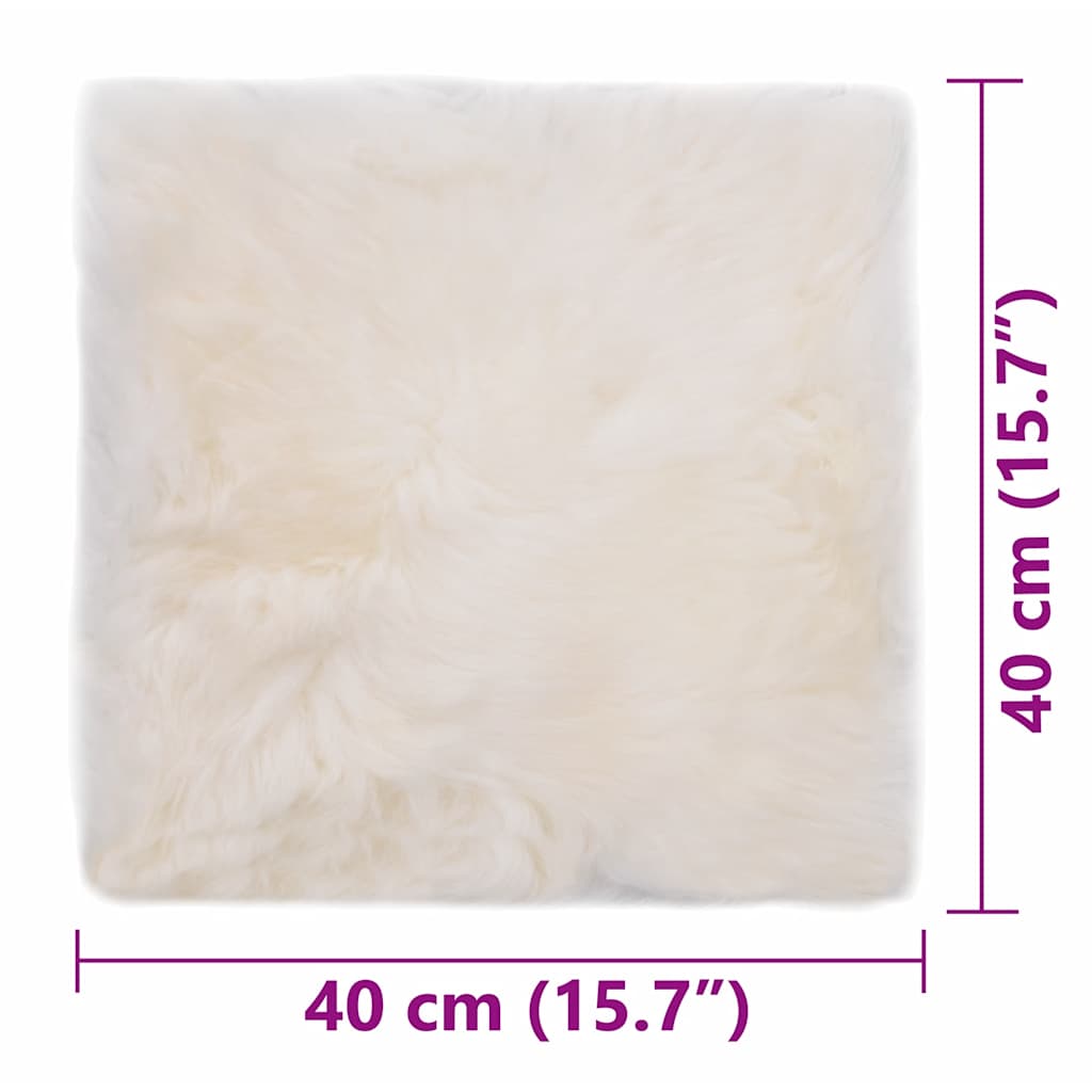 Jastučići za stolice 2 kom bijeli 40 x 40 cm prava ovčja koža