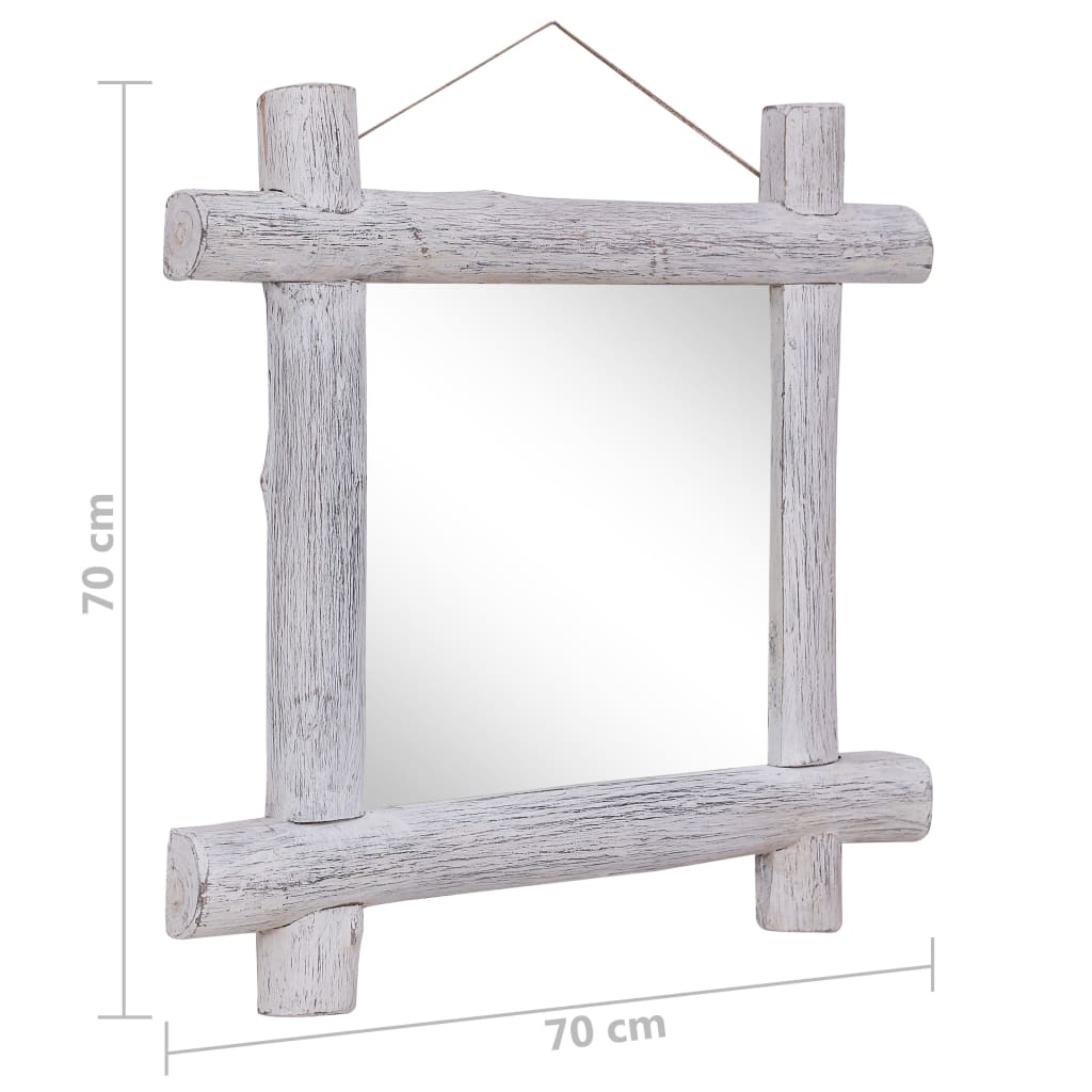 Ogledalo od cjepanica bijelo 70 x 70 cm masivno obnovljeno drvo