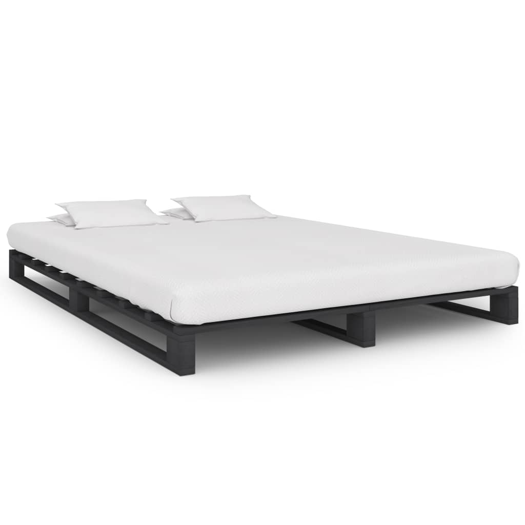 Okvir za krevet od paleta od masivne borovine sivi 120 x 200 cm