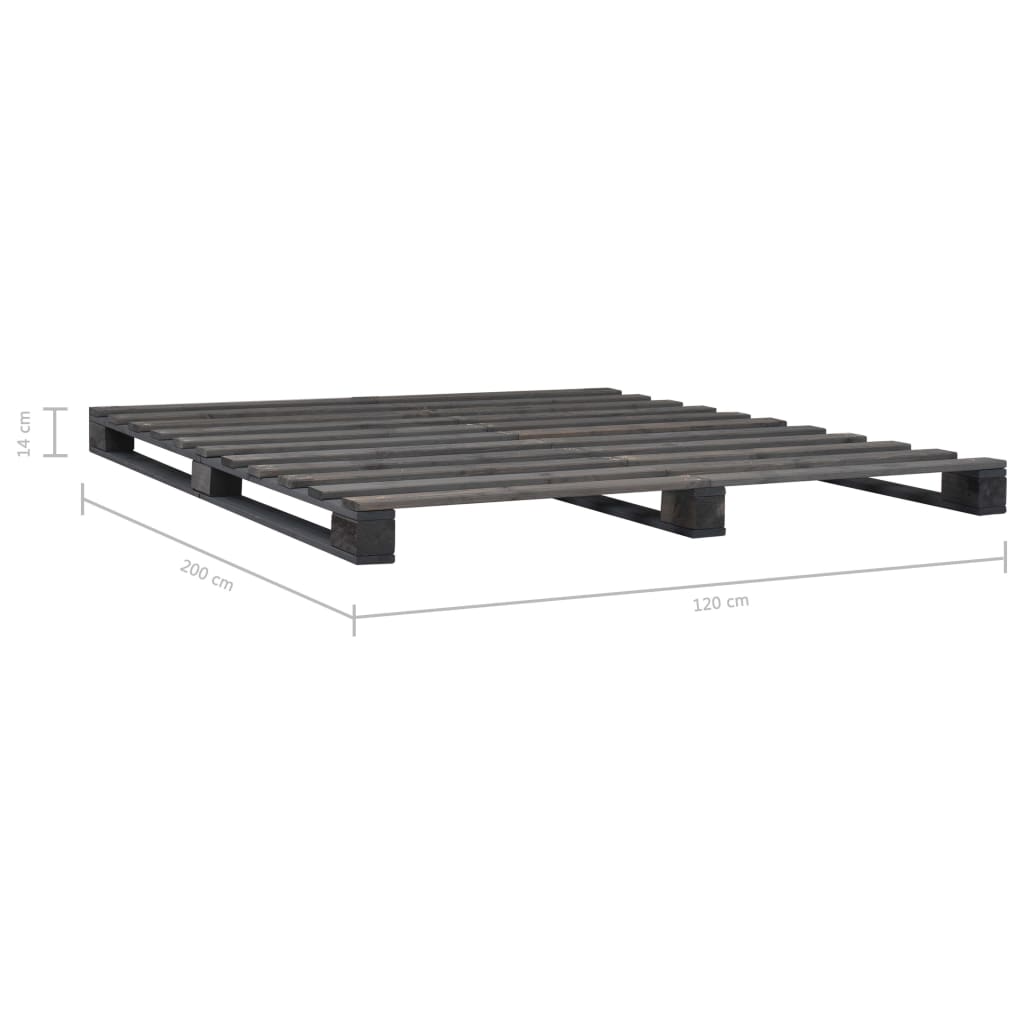 Okvir za krevet od paleta od masivne borovine sivi 120 x 200 cm