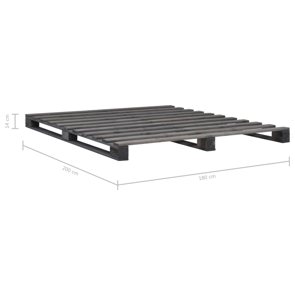 Okvir za krevet od paleta od masivne borovine sivi 180 x 200 cm