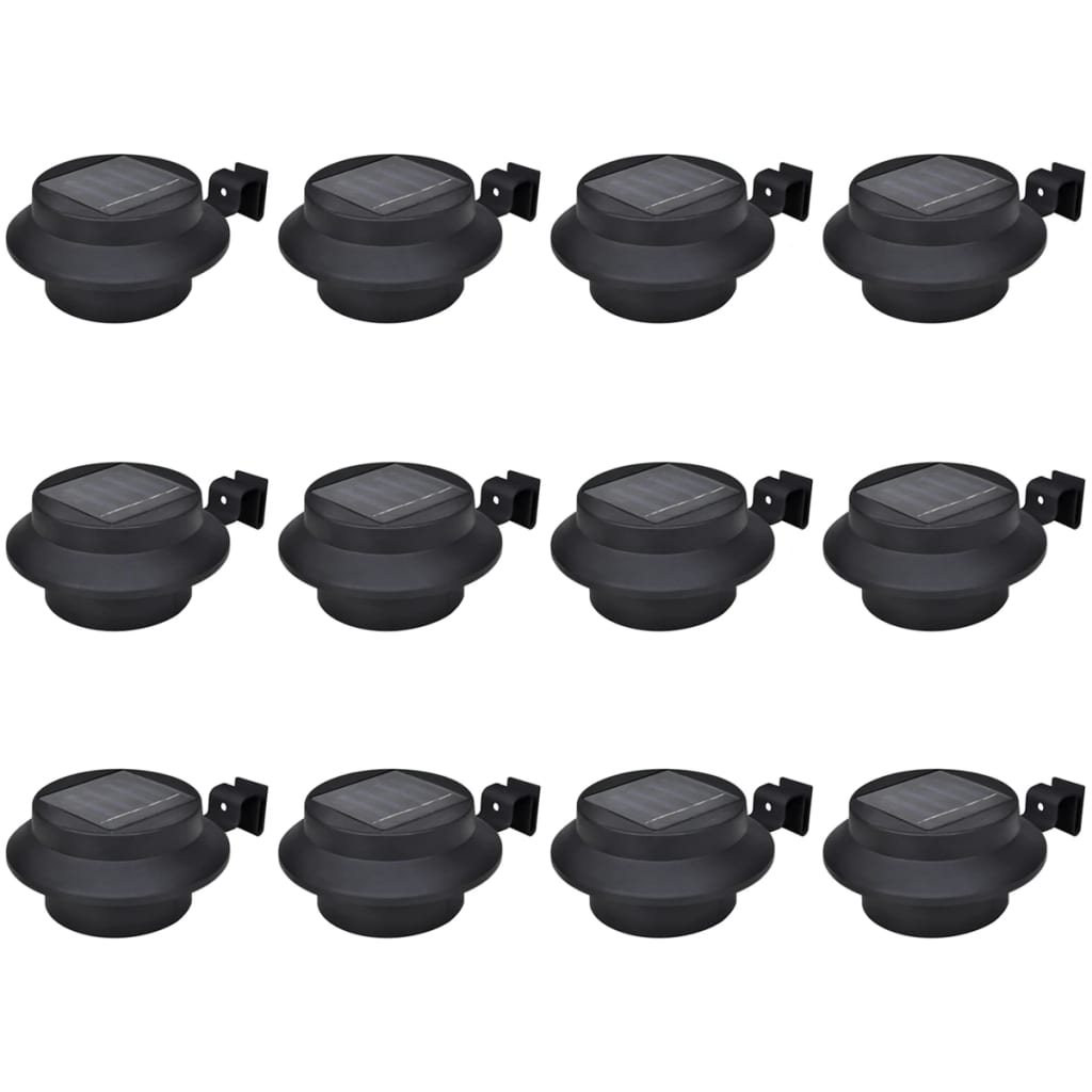 Vanjske solarne svjetiljke za ogradu 12 kom LED crne