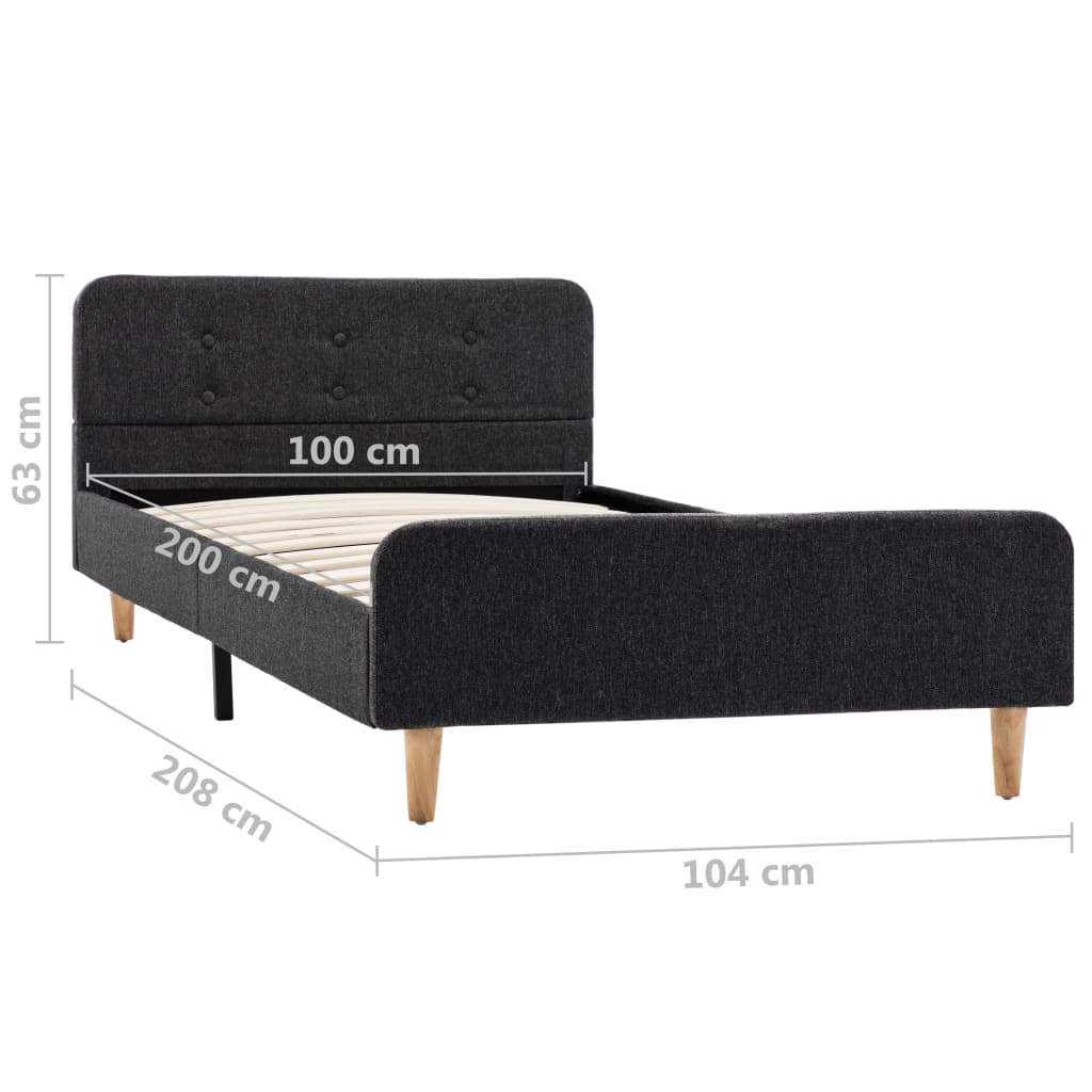 Okvir za krevet od jute tamnosivi 100 x 200 cm
