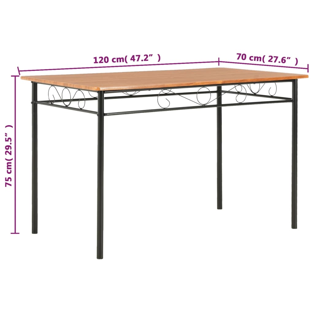 Blagovaonski stol smeđi 120 x 70 x 75 cm MDF