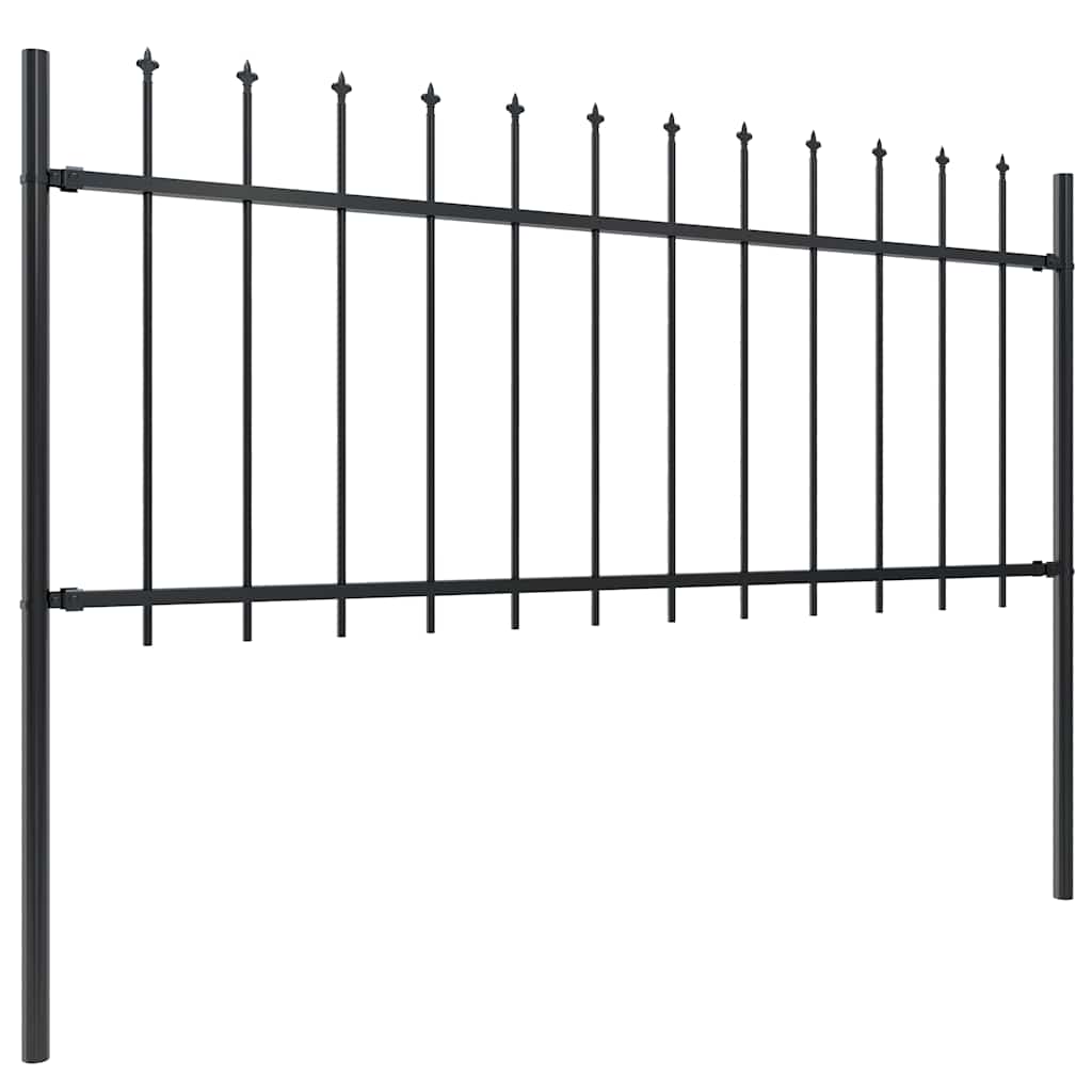 Vrtna ograda s vrhom koplja Čelik 537x80 cm Crna