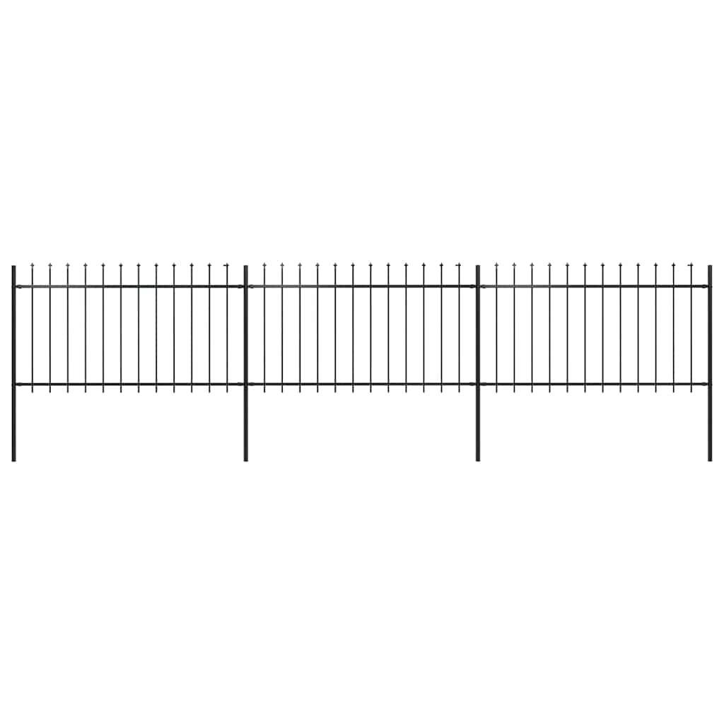 Vrtna ograda s vrhom koplja Čelik 537x100 cm Crna