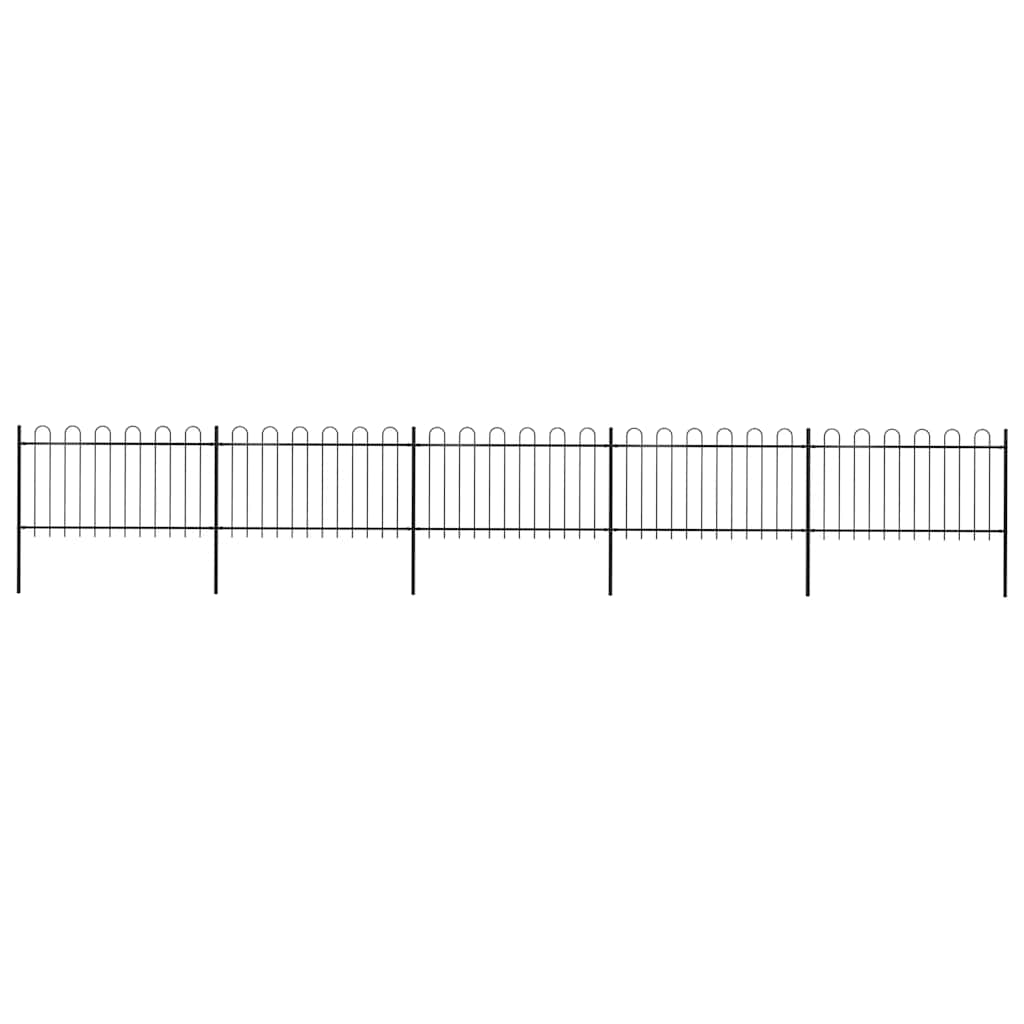 Vrtna ograda s obručem na vrhu Čelik 892,5 x 100 cm Crna