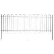 Vrtna ograda s obručem na vrhu Čelik 359x120 cm Crna