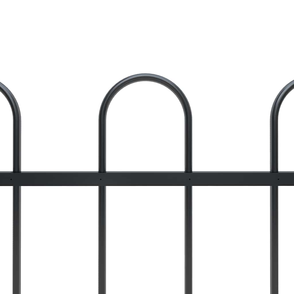 Vrtna ograda s obručem na vrhu Čelik 714,5 x 150 cm Crna