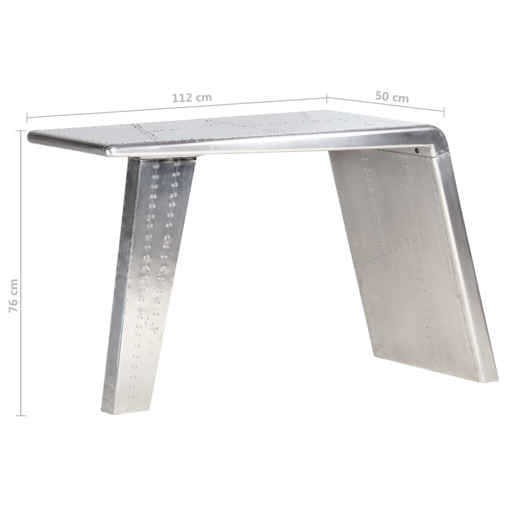 Avijatičarski radni stol srebrni 112 x 50 x 76 cm metalni
