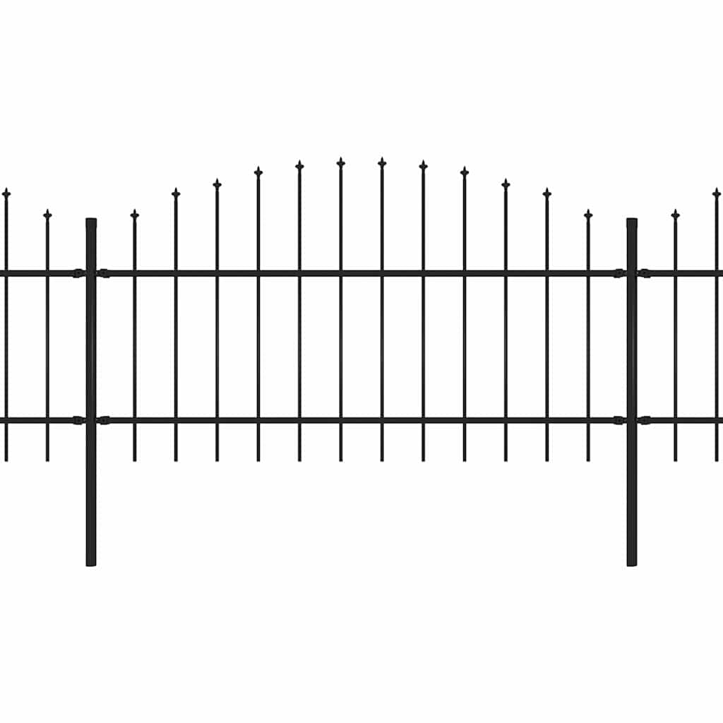 Vrtna ograda s vrhom koplja Čelik 537x125 cm Crna