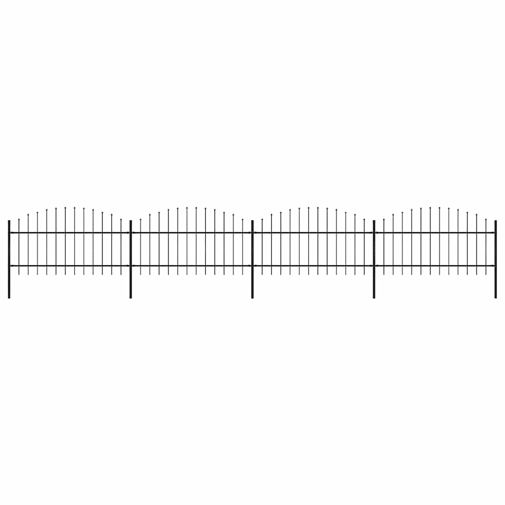 Vrtna ograda s vrhom koplja Čelik 714,5 x 125 cm Crna