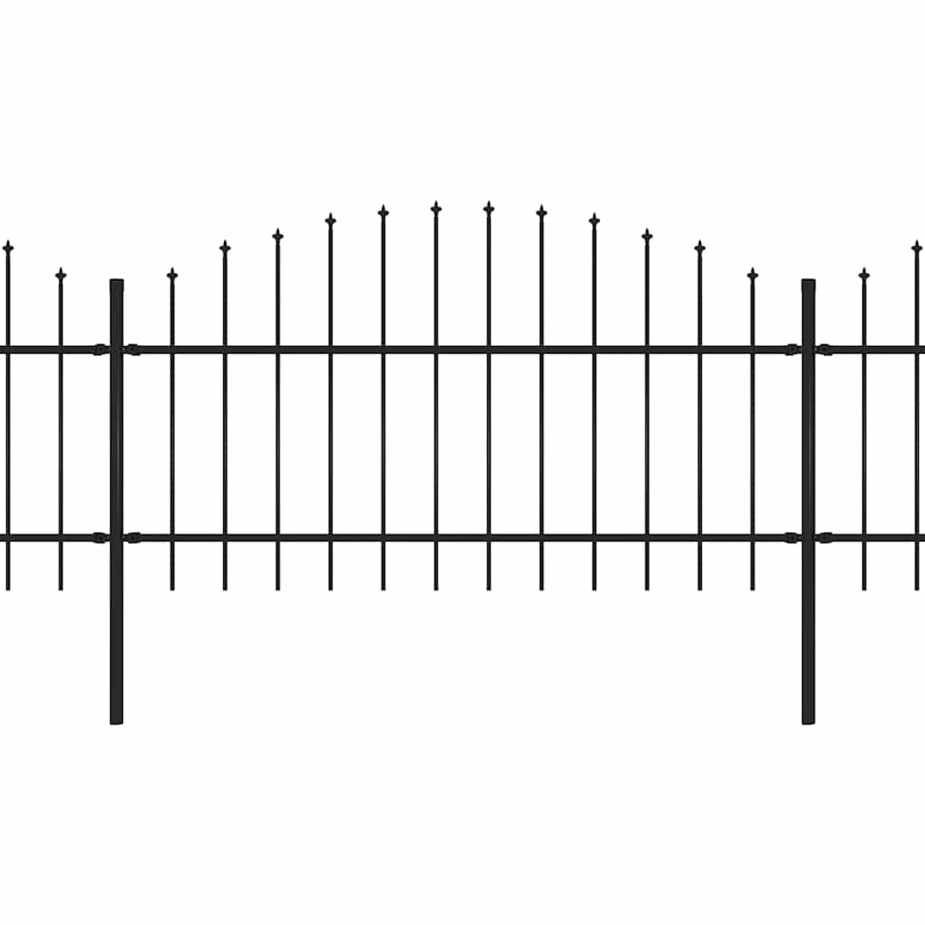 Vrtna ograda s ukrasnim kopljima (1-1,25) x 13,6 m čelična crna